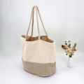 Summer New Style Tote Blank Cotton Canvas Beach Bag Ladies Hand bags With Twisted Rope Handle Bags Women Handbags